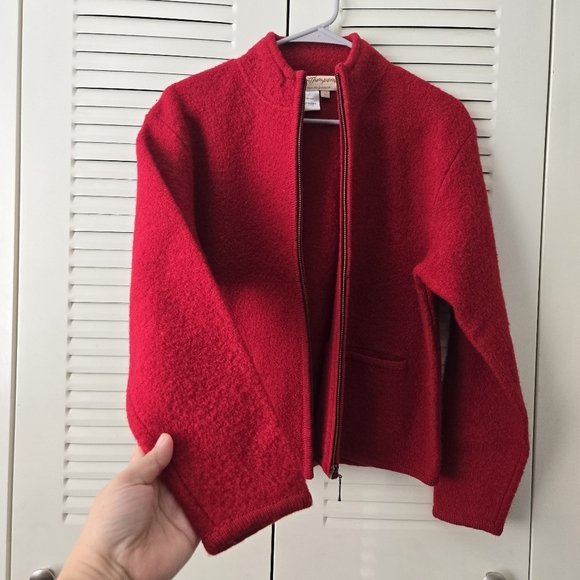 Vintage Norm Thompson Women Red Wool Jacket Size L 165 - Picture 4 of 7
